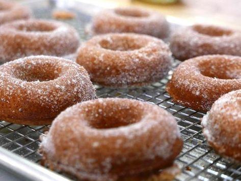 Get Apple Cider (Baked) Donuts Recipe from Food Network Baked In Vermont, Baked Donuts Recipe, Cider Donuts Recipe, Apple Cider Donuts Recipe, Baked Doughnuts, Baked Donut Recipes, Apple Cider Donuts, Making Soap, Room Sprays