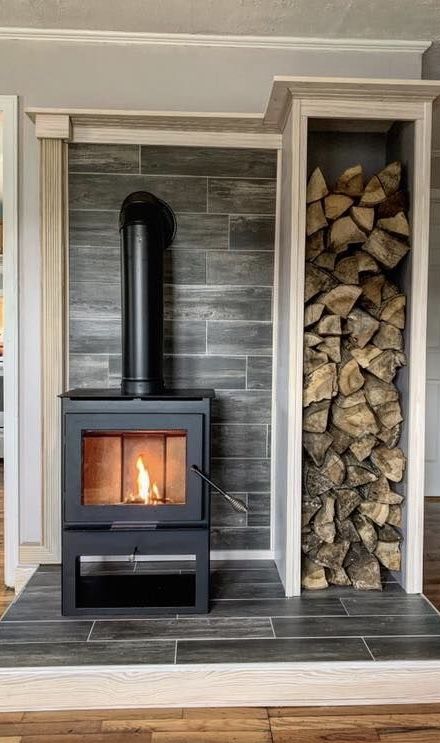 Fire Box Fireplace, Wood Burning Fireplace Stone Surround, Wood Stove In Middle Of Room, Wood Stove To Fireplace Convert, Brick Hearth For Wood Stove, Wood Burning Stove Corner Farmhouse, Wood Burning Stove On Flat Wall, Wood Stove Surround Wall, Woodstoves In Living Rooms