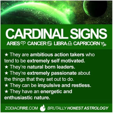 Cardinal Signs Cardinal Signs, Leo Constellation Tattoo, Kat Diy, Zodiac Characteristics, Libra Life, Zodiac Elements, Capricorn Traits, Capricorn Quotes, Libra Zodiac Facts