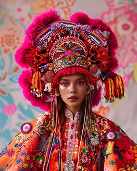 Crafted from a kaleidoscope of culture 🌸💫 #EthnicElegance #TextileTreasure #ColorfulCraftsmanship #FolkloreFashion #ArtisanAesthetic #VividVogue #EmbroideryEnsemble #CulturalChic #BespokeBeauty #PatternParadise Folklore Fashion, Canvas Inspiration, Holidays Decorations, Wearable Art Clothing, Work Formal, Design Hair, Art Clothing, Folk Costume, Fashion Color