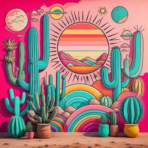 Street Art Graffiti Murals Inspiration, Mexican Wall Mural, Aztec Mural, Mural Wall Art Paintings, Cool Wall Paintings, Western Wall Mural, Painted Mural, Mexican Mural Art, Mural Wall Art Creative