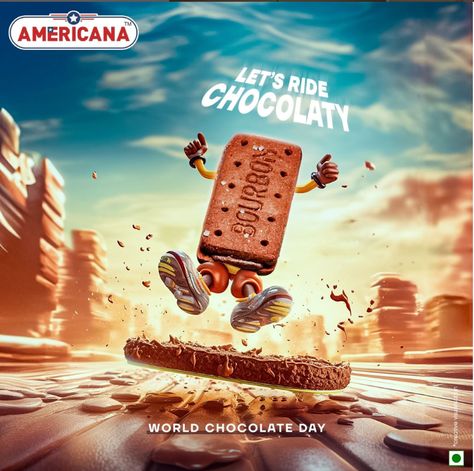 Dive into a world of pure imagination and chocolate delights on this special day! Americana Biscuits wishes you all Happy World chocolate day #WorldChocolateDay #ChocolateLovers #Chocoholic #ChocolateDelight #ChocolateAddict #ChocoholicLife #ChocolateMagic #bourbonbiscuits #chocolatebourbon #americanabiscuit #americana #bonngroupofindustries Cookies Social Media Design, Chocolate Creative Ads, Chocolate Ads, Chocolate Advertisement, Happy World Chocolate Day, Folder Graphic Design, Chocolate Poster, World Of Pure Imagination, World Chocolate Day