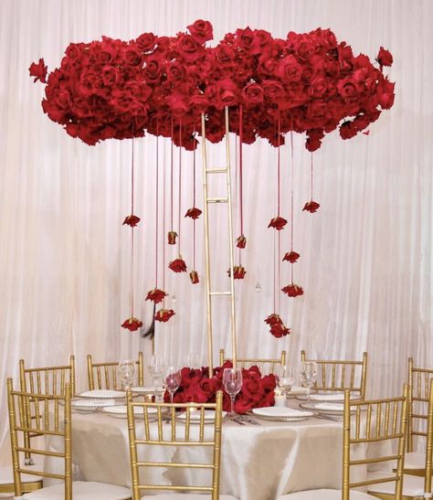 Pink And Red Quinceanera Decorations, Red Royal Wedding Decor, Red Venue Decor, Red Decorations, Red Nikkah Decor, Red Rose Reception Decoration, Luxury Red Ceremony Sets, 15 Party Ideas Quinceanera, Wedding Venues Red Roses