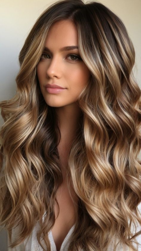 Brighten your look with gorgeous caramel highlights! Check out 10 Stunning Ways Caramel Highlights Transform Dark Brown Hair into a Head-Turning Masterpiece. These highlights infuse your locks with warmth and dimension, making your hair appear fuller and more vibrant. Whether you want a subtle change or a dramatic makeover, caramel highlights can do it all. Embrace this trend and shine bright! #CaramelHighlights #DarkBrownBeauty #HairGoals #StyleInspo #FabulousHair #BeautyVibes Light Caramel Hair Color Honey, Gold Highlights On Dark Hair, Fall Caramel Highlights, Golden Brown Hair Honey Balayage, Warm Blonde Balayage On Dark Hair, Warm Golden Brown Hair, Brown Hair Highlights And Lowlights, Chocolate Blonde Hair, Light Brown Highlights On Dark Hair