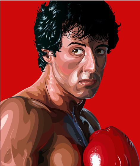 Portrait Vector on Behance Rocky Illustration, Rocky Balboa, Cartoon Memes, Sylvester Stallone, Balboa, Art References, Movie Art, Comic Books Art, Drawing Sketches