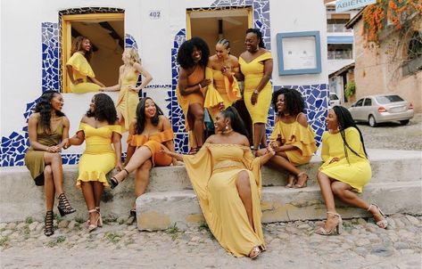 Black girls travel too girls’ trip Mexico yellow melanin black and abroad squad Girls Trip Photoshoots, Girls Trip Aesthetic Black Women, Girls Trip Black Women, Jamaica Photoshoot, Group Outfit Ideas, Trip Photoshoot, Black Girls Trip, Trip Outfit Summer, Sibling Photo Shoots