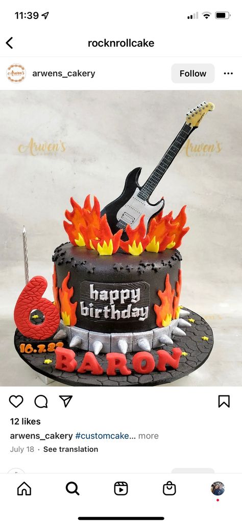 Born To Rock Birthday Cake, Born Two Rock Birthday Cake, Rock Birthday Cake, Born Two Rock, Rock Birthday, Rock Cake, July 18th, Cool Birthday Cakes, Second Birthday