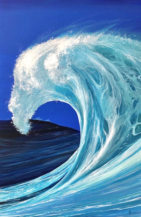 Big Wave Painting, Wave Reference, Acrylic Wave Painting, Wave Mural, Sea Waves Painting, Ocean Wave Drawing, Wave Pictures, Sea Acrylic Painting, Ocean Wave Painting