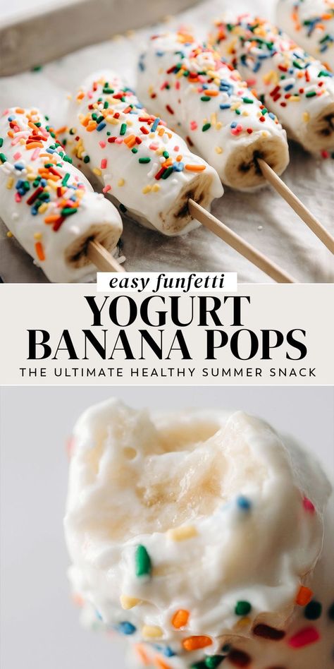 Banana Ice Pop Recipes, Banana Yogurt Bites, Graham Recipe, Frozen Banana Recipes, Frozen Banana Pops, Healthy Frozen Yogurt, Yogurt Bark Recipe, Healthy Fridge, Yogurt Banana