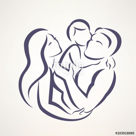 Download the royalty-free vector "happy family stylized vector symbol, young parents and child" designed by lapencia at the lowest price on Fotolia.com. Browse our cheap image bank online to find the perfect stock vector for your marketing projects! Symbol Drawing Ideas, Family Symbol, Symbol Drawing, Minimal Drawings, Idee Cricut, Young Parents, Father And Baby, Baby Tattoos, Family Tattoos