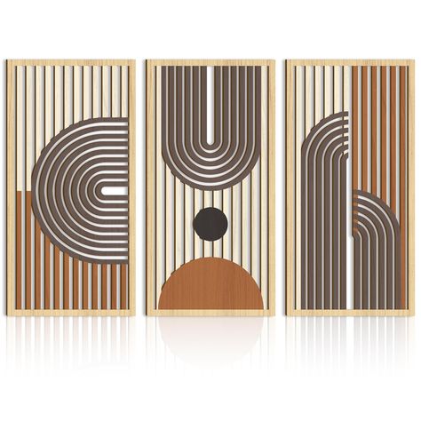 PRICES MAY VARY. 【Geometric Wood Wall Art】Large boho wall art decor adopts hollow design, abstract geometric and line elements match the minimalist color, which is in line with the artistic aesthetic concept of mid century modern wall art home decoration. Simple and atmospheric. Hanging in the office and living room is a beautiful scenery. 【High Quality Material】This boho framed wall art neutral abstract mid centry wall art decor is made of healthy and non-toxic natural wood. We use laser proces Mid Century Modern Porch Decor, Mid Century Modern Feature Wall, Mid Century Modern Living Room Art, Boho Artwork Wall Art, Neutral Wall Art For Living Room, Neutral Living Room With Black Accents, Living Room Mid Century Modern, Boho Art Wall, Mid Century Modern Wall Decor