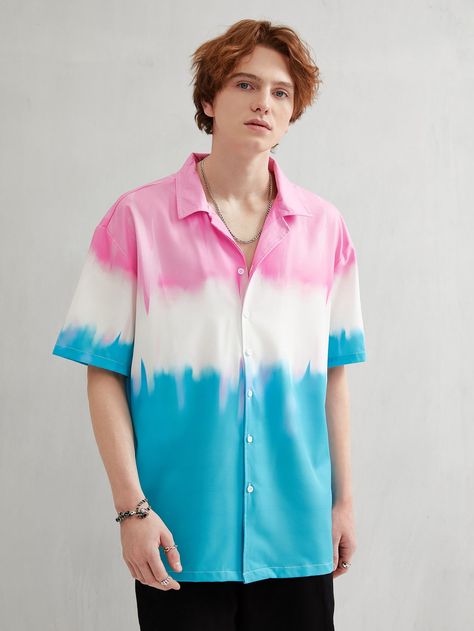 Camisa Tie Dye, Men Tie, Gender Fluid, Tie Dye Outfits, Casual Tie, Men Shirts, Tie Dye Shirt, Dye Shirt, Men Tops