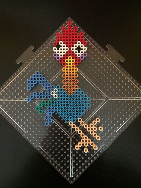 Heihei from Disney's Moana made from perler beads Hama Disney, Melt Beads, Perler Creations, Melty Bead Patterns, Pearl Beads Pattern, Easy Perler Beads Ideas, Fuse Bead Patterns, Hama Beads Design, Perler Crafts