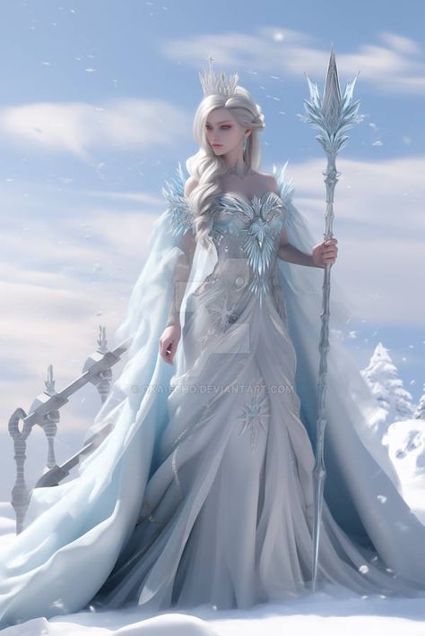 Ice Dress Aesthetic, Winter Queen Dress, Ice Dress Snow Queen, Ice Fairy Costume, Fantasy Ice Queen, Ice Sorcerer, Snow Queen Aesthetic, Ice Queen Aesthetic, Ice Queen Art