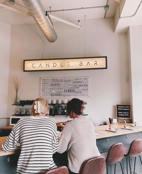 Candle Pouring — Wax Poetic Candle Bar Candle Bar Display, Candle Bar Ideas, Candle Pouring, Caramelized Bacon, Candle Bar, Waxing Poetic, Roasted Chestnuts, Bar Displays, Candle Store