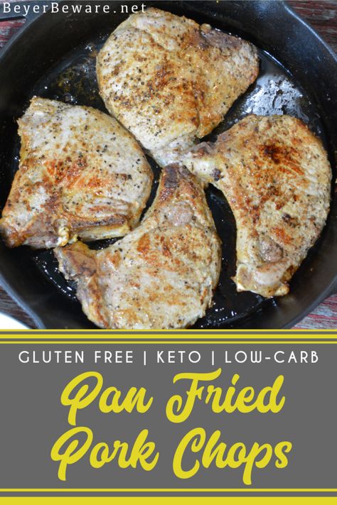 Pan-Fried pork chops recipe has no flour, no marinading, no waiting, just juicy, flavorful pork chops cooked in a buttered cast iron skillet in under 30 minutes. Pork Chop Recipes Pan Fried, Low Carb Pork Chop, Low Carb Pork Chop Recipe, Low Carb Pork Chops, Fried Pork Chop Recipes, Best Pork Chop Recipe, Pan Fried Pork Chops, Keto Pork Chops, Pork Chop Recipe