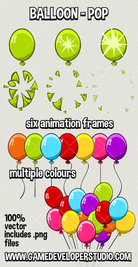 Balloon popping animation Popped Balloon Drawing, Tvpaint Animation, Balloon Animation, Balloon Pop Game, Balloon Popping, Balloon Drawing, Game Level Design, Zbrush Character, Anime Rules