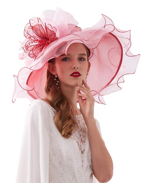 Organza Bridal, Kentucky Derby Fascinator, Bridal Fascinator, Derby Fascinator, Church Hat, Bridal Hat, Tea Party Wedding, Hat Wide Brim, Wedding Tea