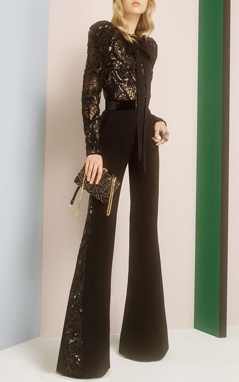 Elie Saab - Flared Jumpsuit Elie Saab Jumpsuit, Black Lace Jumpsuit, Flared Jumpsuit, Lace Jumpsuit, Style Noir, Moda Vintage, Elie Saab, Underworld, Fashion 2017