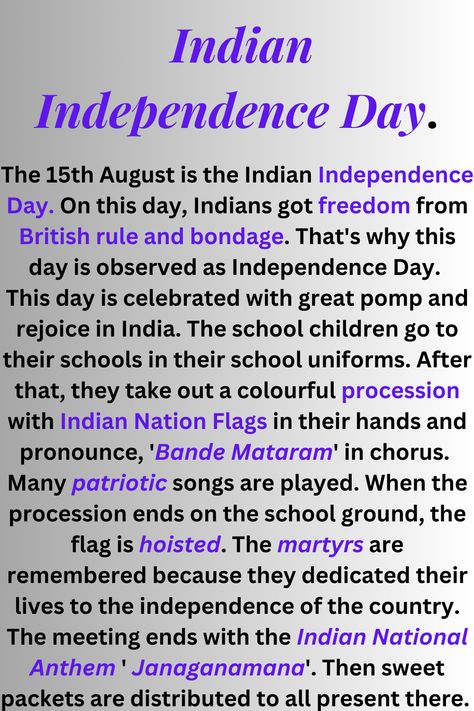 Get some important notes about Indian Independence Day. English Paragraph, Essay On Independence Day, Independence Day In Hindi, Apa Citation, Independence Day Speech, Independence Day Quotes, Indian Independence, Indian Independence Day, Write An Essay