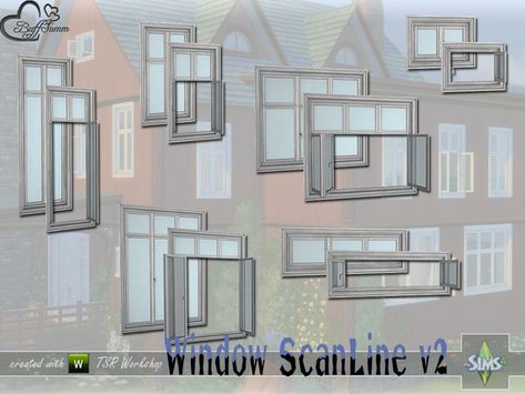 Build Series 'ScanLine' - with a touch of the North...  Found in TSR Category 'Sims 4 Construction Sets' Scandinavian Window, Parisian Windows, Living Room Sims 4, Garage Windows, Sims Furniture, Sims 4 Tsr, Cc Furniture, Timber Windows, Sims 4 Downloads