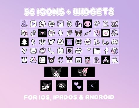 Purple Wallpaper Tablet, Wallpaper Cute Kawaii, Theme Keyboard, Kuromi Nails, Games Icon, Widgetsmith Ideas, App Wallpaper, Android Icons, Background Desktop