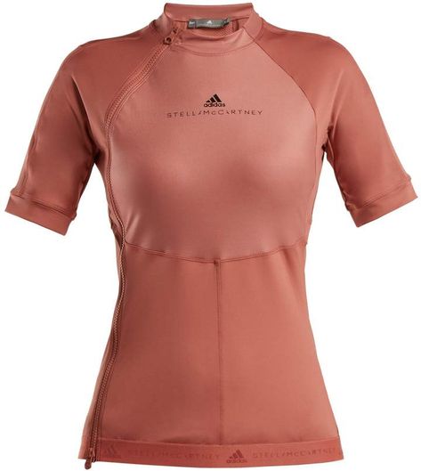 ADIDAS BY STELLA MCCARTNEY Run high-neck zip-panelled performance T-shirt Athletic Tops, Adidas Stella, Adidas By Stella Mccartney, Athletic Top, Sports Wear, Stella Mccartney Adidas, Martin Margiela, Pink Adidas, Athletic Shirts