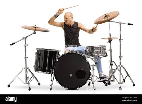 Drum Drawing, Playing Drums, Drums Art, Bald Man, Portfolio Website Design, Body Reference Drawing, Decoration For Living Room, Drum Kit, Body Reference