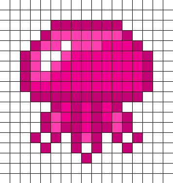 Pixel Art Pattern Jellyfish, Graph Art Easy, 29 X 29 Pixel Art, Jellyfish Perler Beads, Jelly Fish Perler Beads, Jellyfish Pixel Art Grid, Tiny Alpha Pattern, Pixel Wall Art, Jellyfish Perler Bead Patterns