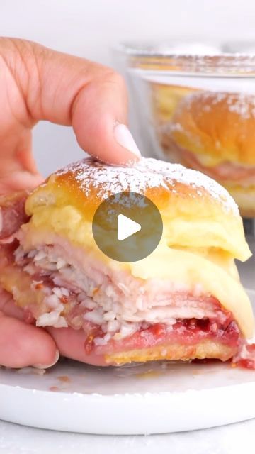 Six Sisters Monte Cristo Sliders, Disney Monte Cristo Sandwich, Montecristo Sliders, Monte Cristo Sliders, Savory Sandwiches, Monte Cristo Sandwich, Slider Sandwiches, Six Sisters Stuff, Thanksgiving Menu Ideas