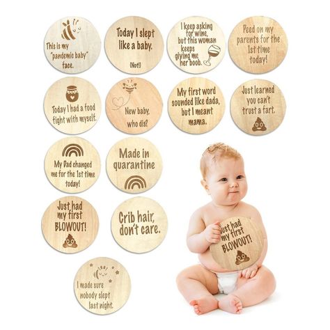 From First Giggle to First Tooth: Baby Milestone Cards Collection Baby Footprints Christmas, Baby Milestone Chart, Baby Handprint Art, Baby Handprint Crafts, Milestone Blocks, Milestone Discs, Birthday Milestone Board, First Birthday Posters, Gender Reveal Gifts