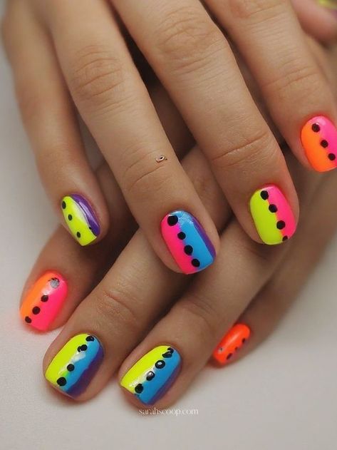 55+ Unique Neon Rainbow Nail Designs 80 Nails, Yeri Mua, Rainbow Nails Design, Rainbow Nail, Nail Appointment, Neon Rainbow, Talk Of The Town, Rainbow Nails, The Talk