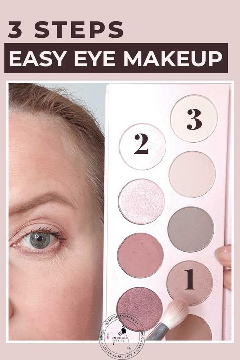 3 steps – easy, beginner, mature hooded eye makeup is a quick and easy tutorial. I will show you how to apply eye shadow to aging hooded eyes. This tutorial is for beautiful older women over 40, who is looking for uncomplicated simple mature hooded eyes makeup techniques. Using a beginer level makeup technique, I will show how to get a more awake and rested appearance.  | over 50 beauty | eyeshadows over 50 #modernfiftytv #makeup #makeupover50 #over40 #over50beauty Applying Eye Shadow Over 50, How To Apply Eye Shadow For Hooded Eyes, Easy Hooded Eye Makeup For Beginners, Eye Shadow Over 50, Eye Makeup Older Women, Eye Shadow For Over 60 Over 50, Eye Makeup For Older Women Over 50, Eye Makeup For 60 Year Old Women, Eyeshadow Over 50