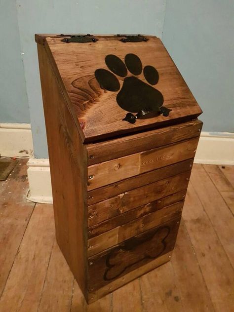 Wooden dog food storage container dog food bin pet food | Etsy Dog Food Storage Diy, Dog Food Bin, Dog Food Station, Wooden Bins, Pet Snacks, Dog Feeding Station, Pet Food Storage Container, Dog Food Storage Containers, Diy Dog Food