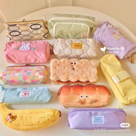 Cute Korean School Supplies, Cute Aesthetic School Supplies, Cute Pencil Case For School, Stationary Supplies Korean Stationery, Korean Supplies, Korean School Supplies, Sewing Pillows Ideas, Hair Accessories Display, Pretty School Supplies