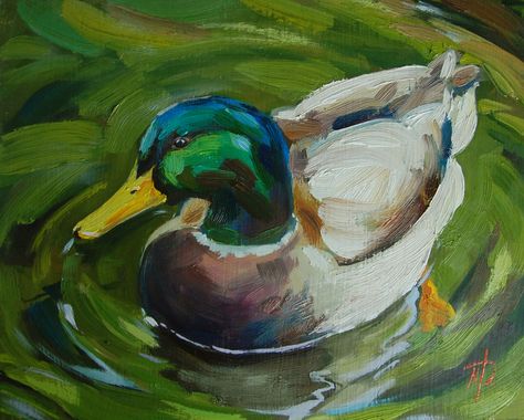 Duck Art, Lake Painting, Watercolor Paintings For Beginners, Painting Small, Farm Art, Bird Painting, Mallard Duck, A Level Art, Beginner Painting