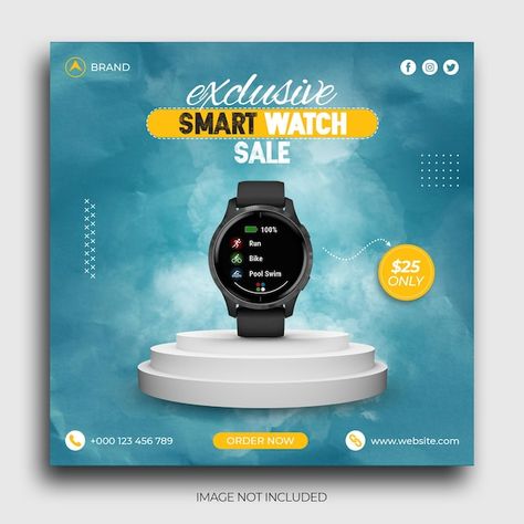 PSD watch sale social media post templat... | Premium Psd #Freepik #psd #product-marketing #product-offer #campaign #product-promotion Post Linkedin, Social Media Images Design, Social Media Advertising Design, Social Media Post Template, Digital Banner, Graphic Design Company, Promotional Design, Sale Banner, Social Media Banner