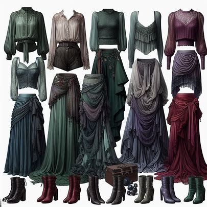 Dystopian Dress, Dystopian Outfits, Dnd Fashion, Story Clothes, Witch Outfits, Mermaid Skirts, Cowgirl Clothes, Fantasy Nature, English Project