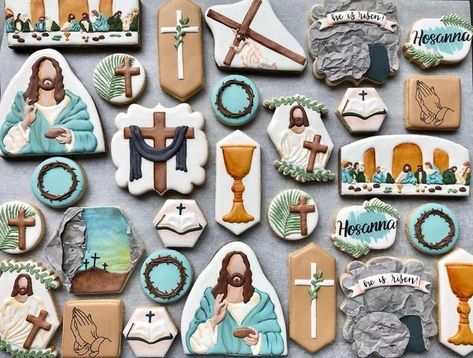 Gemstone Cookies, Easter Sugar Cookies Decorated, Easter Cookie Cake, Bible Design, Easter Biscuits, Happy Good Friday, Royal Iced Cookies, Easter Sugar Cookies, Easter Cake