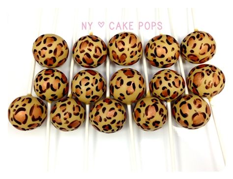 Leopard Print Cake Pops by NewYork Cake Pops Cheetah Cake Pops, Animal Print Cakes, Jaguar Cake, Leopard Wedding, Leopard Cake, Leopard Print Cake, Super Sweet 16, Animal Print Cake, Leopard Party