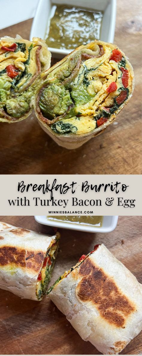 Breakfast Burrito with Turkey Bacon and Egg Turkey Bacon Breakfast, Cooking Turkey Bacon, Garlic Chicken Pasta, Bacon Eggs, Bulgogi Beef, Breakfast Burrito, Protein Packed Breakfast, Turkey Bacon, Braised Beef