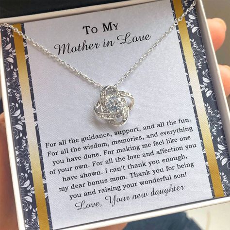 🎁Surprise your mother-in-law with a special gift on her wedding day! 💍 Show her your love and appreciation with this beautiful Love Knot Pendant Necklace, a symbol of your bond and future together. ❤️ #MotherInLawGifts #WeddingGifts #LoveKnotNecklace #GiftForMotherInLaw #WeddingDaySurprise #FamilyLove #InLaws #WeddingDayGift #FamilyBonding #MotherInLawLove Shop Now https://bit.ly/3YmqnFn Gifts For Inlaws, Bonus Mom, Moon Gifts, Mother In Law Gifts, Son Love, To My Mother, Love Knot, The Wisdom, Luxury Boxes