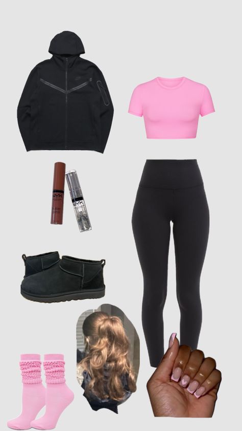 Outfits With Black Leggings, Pink Leggings Outfit, Chav Outfits, Outfits Leggings, Fasion Outfits, Uggs Outfit, Outfit Inspo Casual, Leggings Outfit, Trendy Outfits For Teens