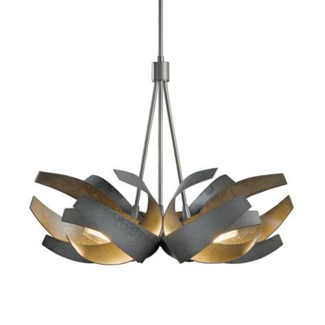 Stem Kits, Hubbardton Forge, Geometric Chandelier, Contemporary Pendant, Pamplona, Forged Steel, Glass Diffuser, Sloped Ceiling, Frosted Glass