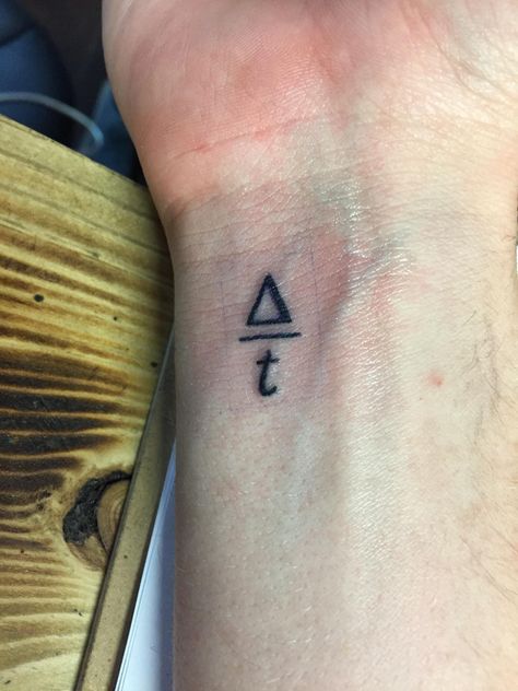 Time Symbol Tattoo, Delta Tattoo, Physics Tattoos, Time Symbol, Equality Tattoos, Change Tattoo, Chemistry Tattoo, Science Tattoos, Symbol Tattoo