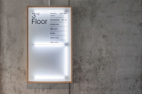 Wayfinding System / Vinted Office on Behance Floor Signage, Directory Signs, Game Room Kids, Signage Board, Wayfinding Signs, Sign System, Wayfinding Design, Wayfinding System, Signage System