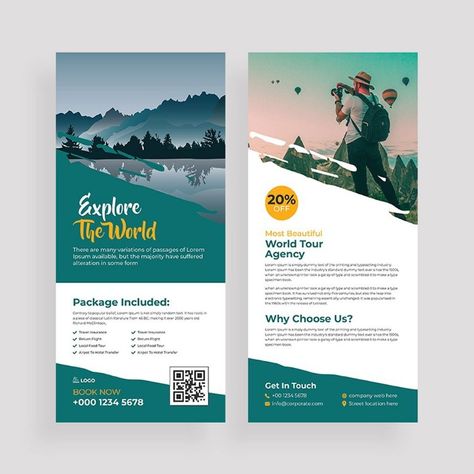 Modern Travel Rack Card Template Corporate Identity Paper Branding, Rack Card Templates, Rack Card Design, Rack Cards Design, Job Inspiration, Corporate Template, Swipe File, Card Inspo, Rack Card