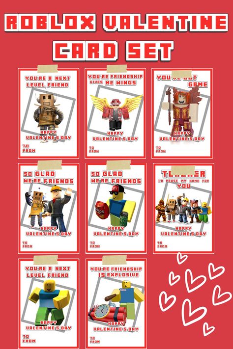 Roblox Valentines, Wings Game, Printable Valentines Cards, Valentines Printables Free, Valentines For Boys, Classroom Valentine, Valentine Box, Valentine Decorations, Valentine Day Cards