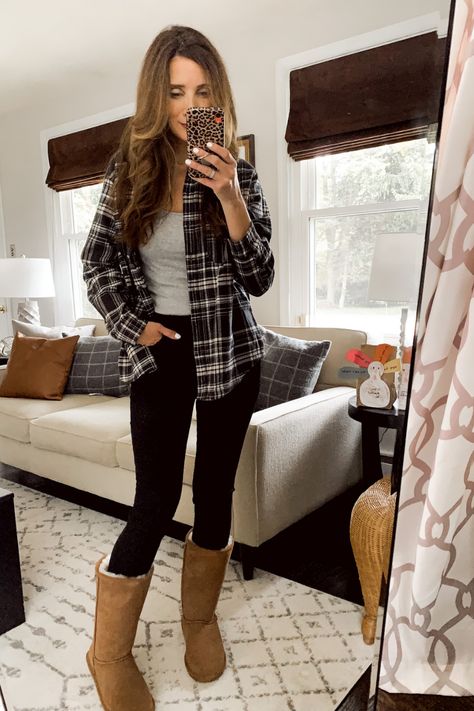 I just love this flannel so much!! I love the fit and how soft it is. These Target outfits are perfect for Fall and Winter and would make great Thanksgiving or Holiday outfits too! These Target finds are so good you don't want to miss out! #targetmusthaves #targetstyle #targetfalloutfits #winteroutfits #falloutfitideas #thanksgivingoutfitideas #winteroutfitideas Plus Size Flannel Outfits, Target Fall Outfits, Target Outfits, Target Must Haves, Ugg Boot, Flannel Outfits, Mock Turtleneck Sweater, Wardrobe Needs, Target Clothes