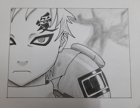 Sketch of a well known character from naruto series named gaara also known as gaara of the desert Gaara Drawing Easy, Gaara Sketch, Gaara Drawing, Desert Sketch, Superhero Sketches, Anime Superhero, Naruto Sketch, Naruto Gaara, 1080p Anime Wallpaper